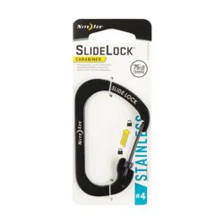Nite Ize Black Stainless Steel D-shaped Locking Carabiner with Slide-to-Lock Feature, 75 lbs Weight Rating