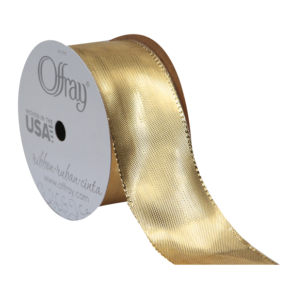 slide 1 of 1, Offray Ribbon Wired Molton Lava Gold 1.5X, 9 ft