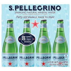 S.Pellegrino Sparkling Natural Mineral Water, 16.9 fl oz Glass Bottles (8 Pack)