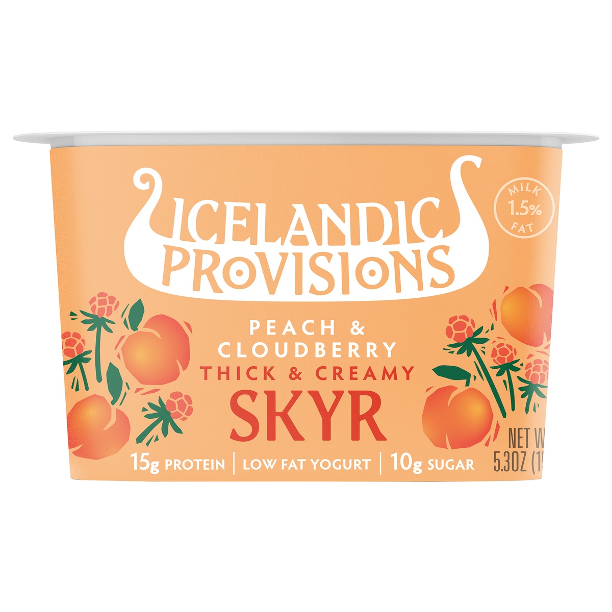 slide 1 of 1, Icelandic Provisions Traditional Icelandic Skyr Peach Cloudberry Yogurt, 5.3 oz