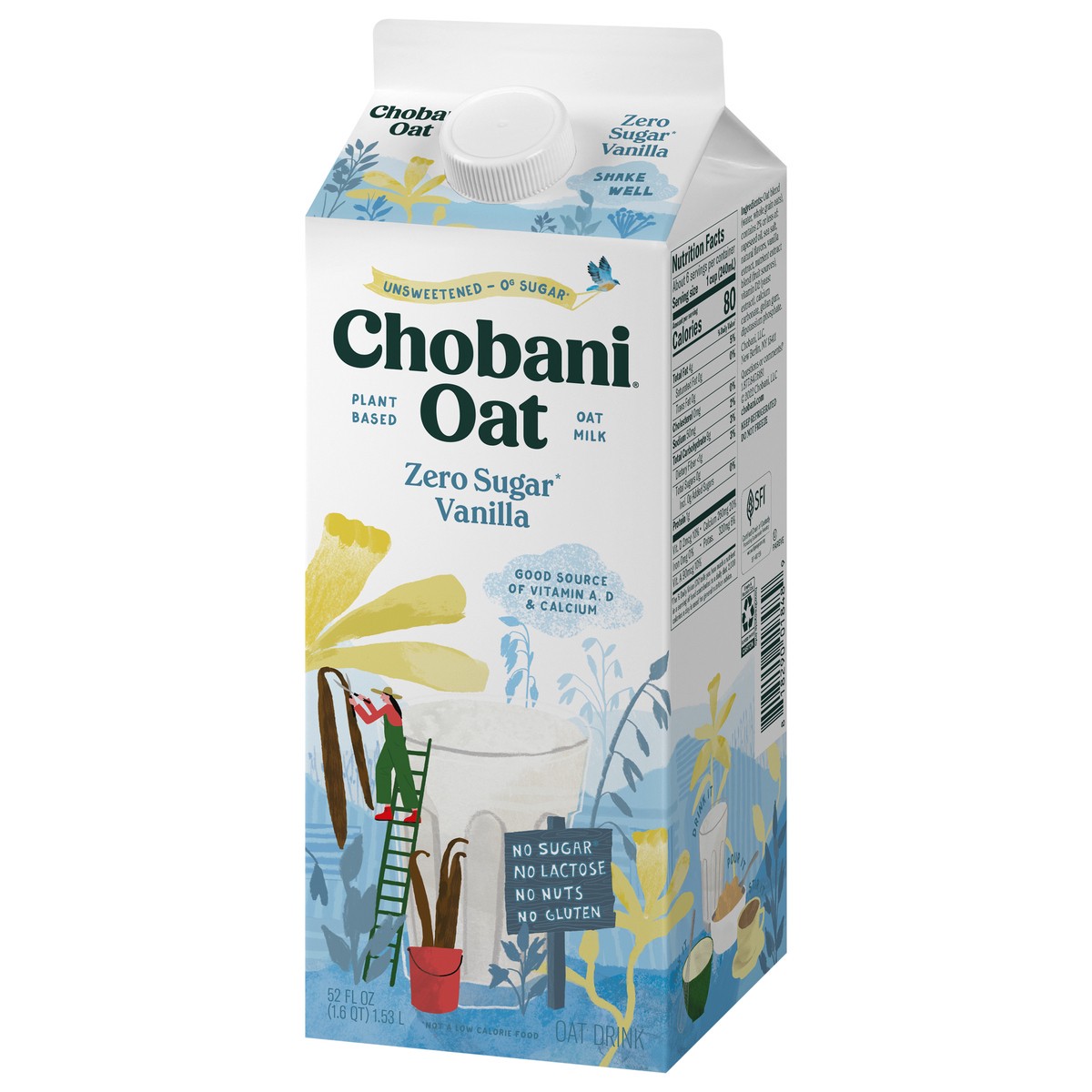 slide 12 of 14, Chobani Vanilla Oat Milk Zero Sugar, 52 fl oz