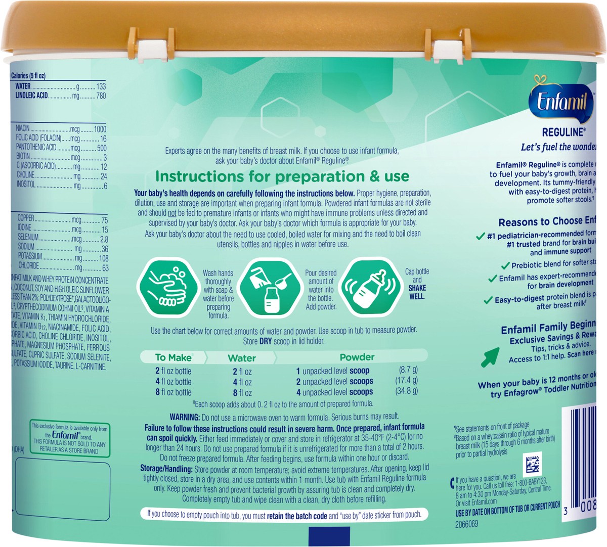 slide 3 of 3, Enfamil Reguline Baby Formula, Designed for Soft, Comfortable Stools, with Omega-3 DHA & Probiotics for Immune Support, Reusable Powder Tub, 19.5 Oz, 20.4 oz