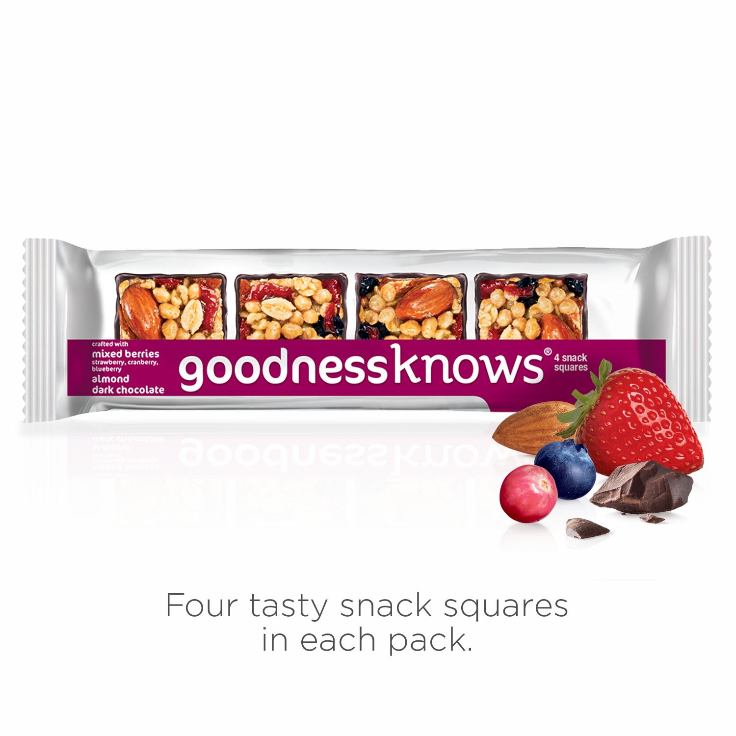 slide 1 of 1, goodnessknows Mixed Berries, Almond and Dark Chocolate Snack Square Bars, Single Bar, 1 oz