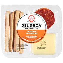 Del Duca Uncured Pepperoni with Provolone & Breadsticks 3 oz