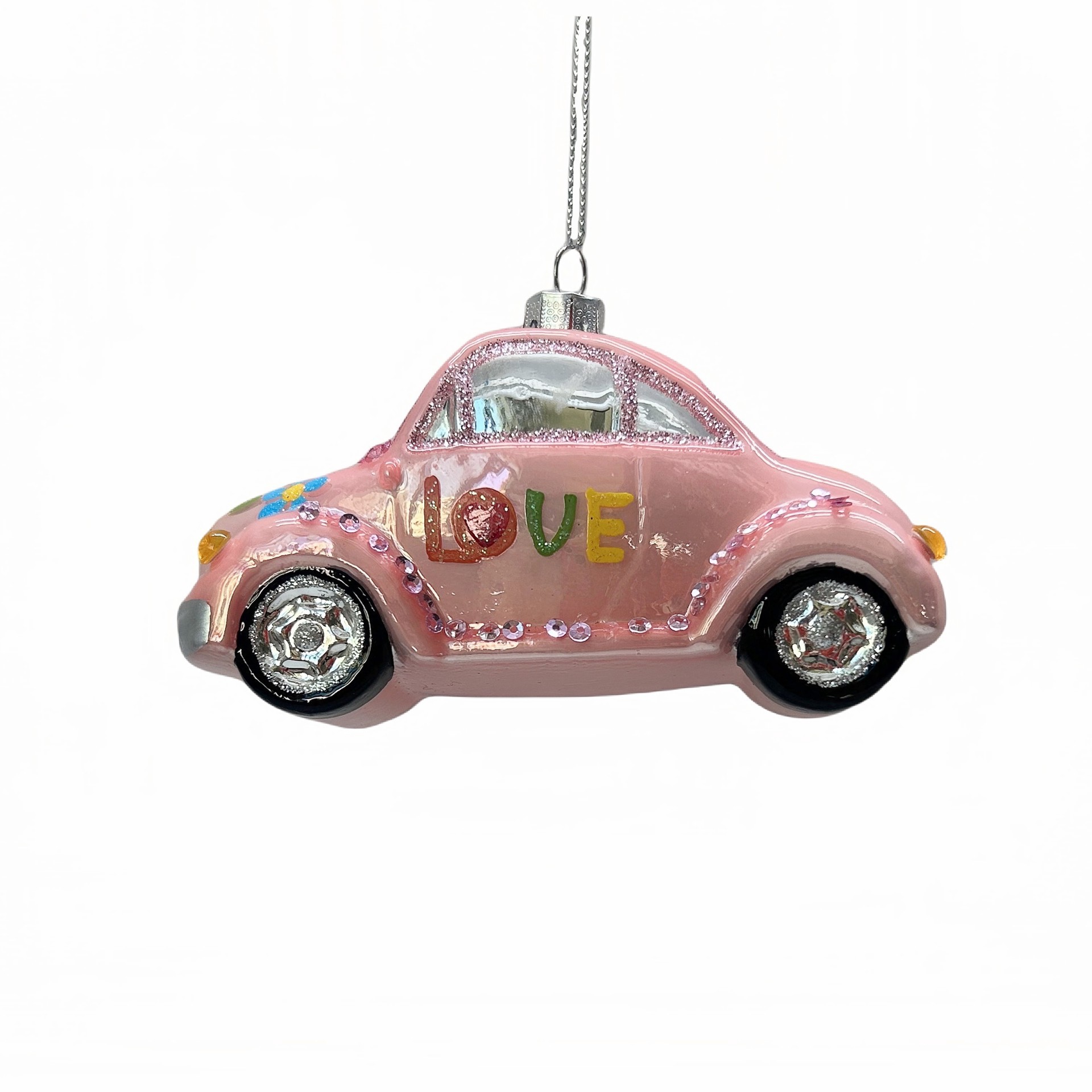 slide 2 of 2, 4.5" Pink Love Car Glass Ornament By Ashland, 4.5 in x 1.5 in x 2.25 in