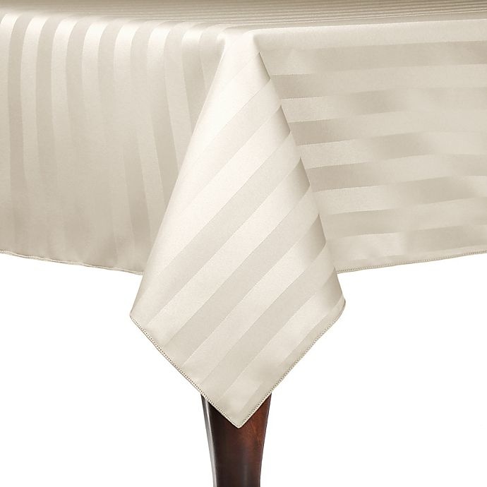 slide 1 of 1, Ultimate Textile Poly-Stripe Square Indoor/Outdoor Tablecloth - Ivory, 54 in x 54 in