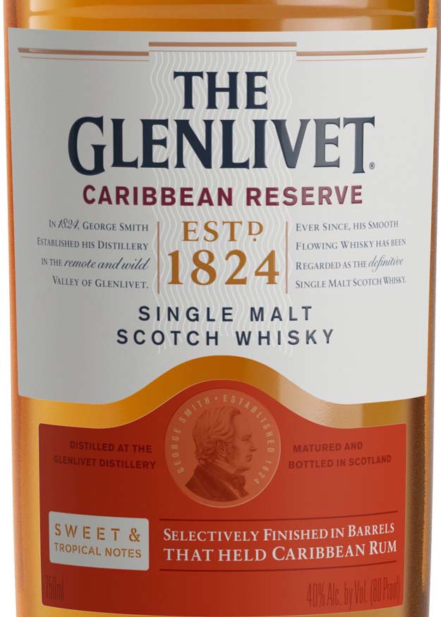 slide 4 of 9, The Glenlivet Caribbean Reserve Single Malt Scotch Whisky, 750 mL Bottle, 40% ABV, 750 ml