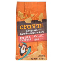 Crav'n Flavor Penguins Extra Cheddar Baked Snack Crackers 6.6 oz
