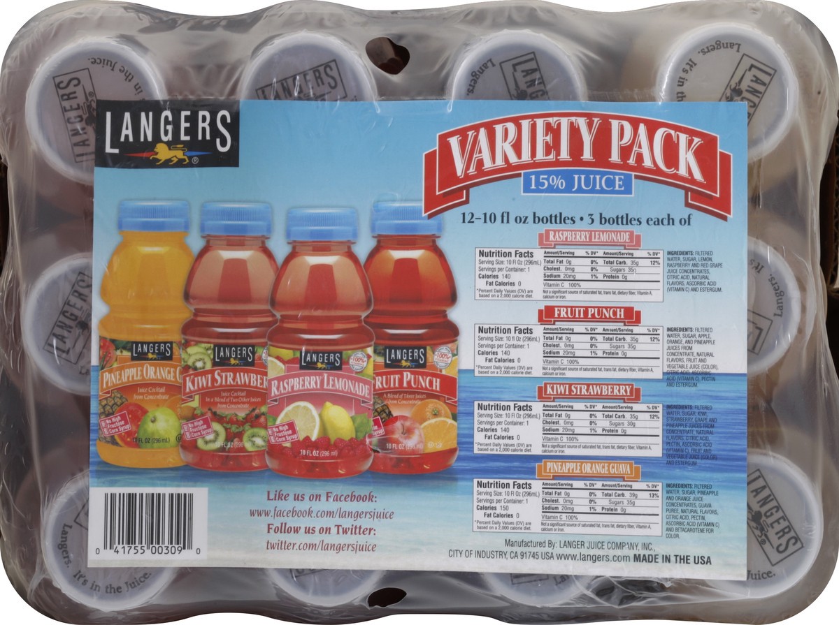 slide 2 of 4, Langers Tropical Juice Variety Pack, 12 ct; 10 fl oz