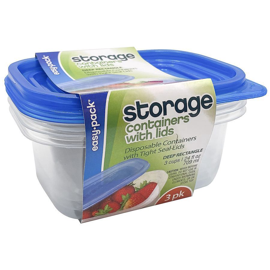 slide 1 of 3, Easy Pack Rectangle Food Storage, 3 ct