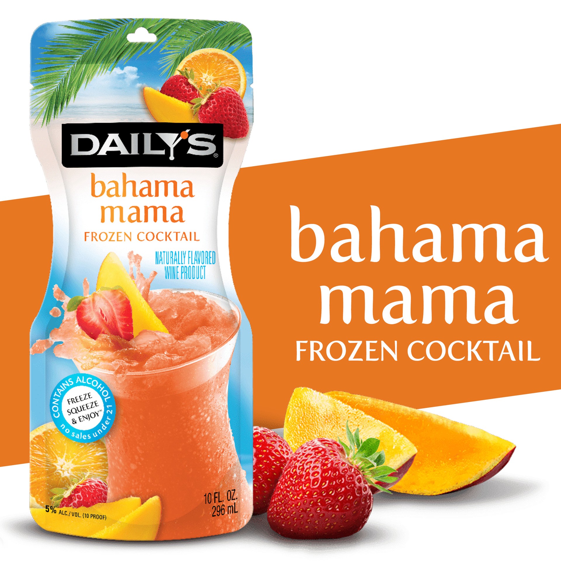 slide 1 of 13, Daily's Bahama Mama Ready to Drink Frozen Cocktail, 10 FL OZ Pouch, 10 fl oz