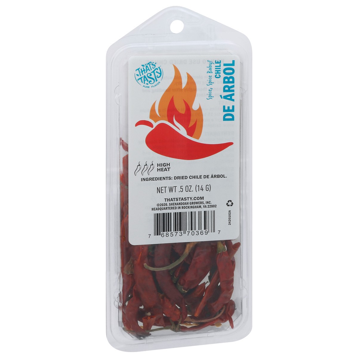 slide 5 of 5, That's Tasty Dried De Arbol Chiles, 1 ct