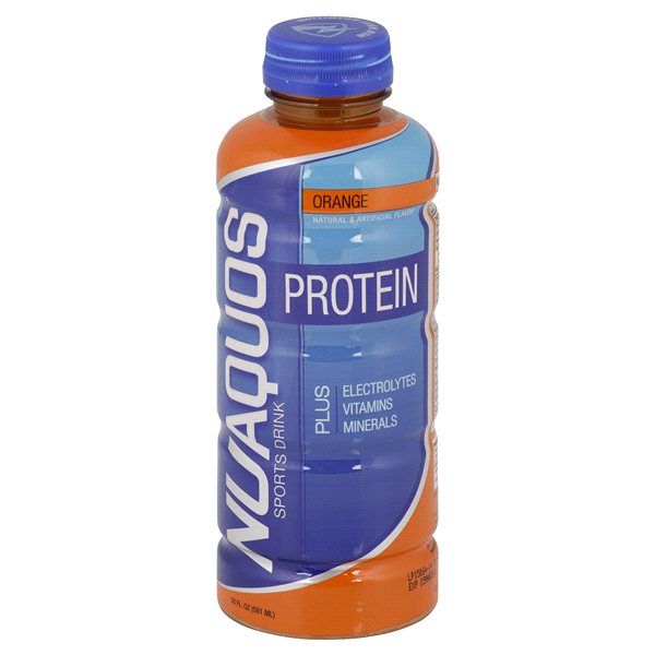 slide 1 of 1, NuAquos Protein Sports Drink, Orange - 20 oz, 20 oz