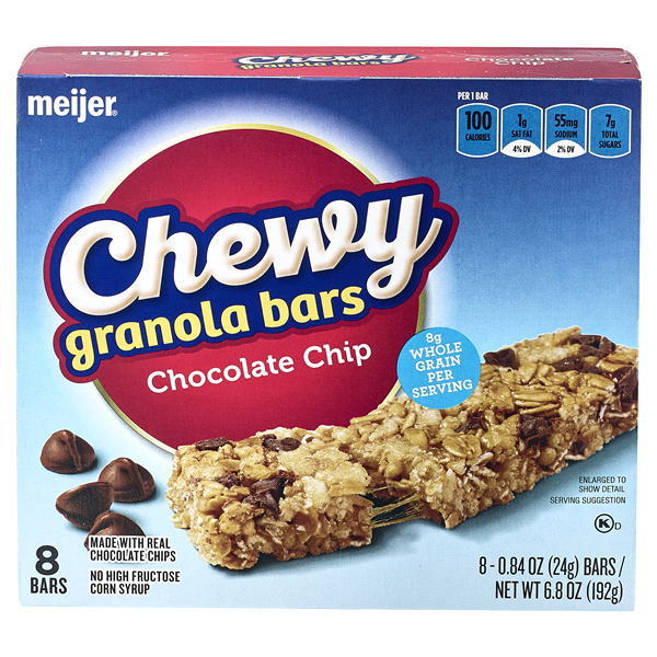 slide 1 of 1, Meijer Chewy Gronola Bars, Chocolate Chip, 8 ct; 6.77 oz