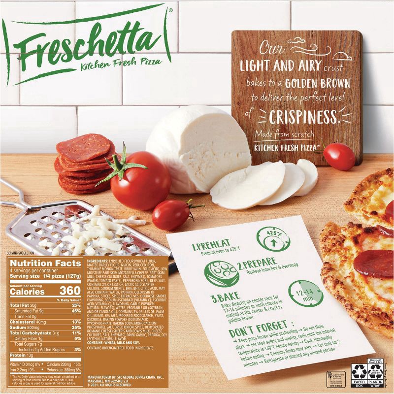 slide 8 of 8, Freschetta Pepperoni Thin Crust Frozen Pizza, 17.97 oz