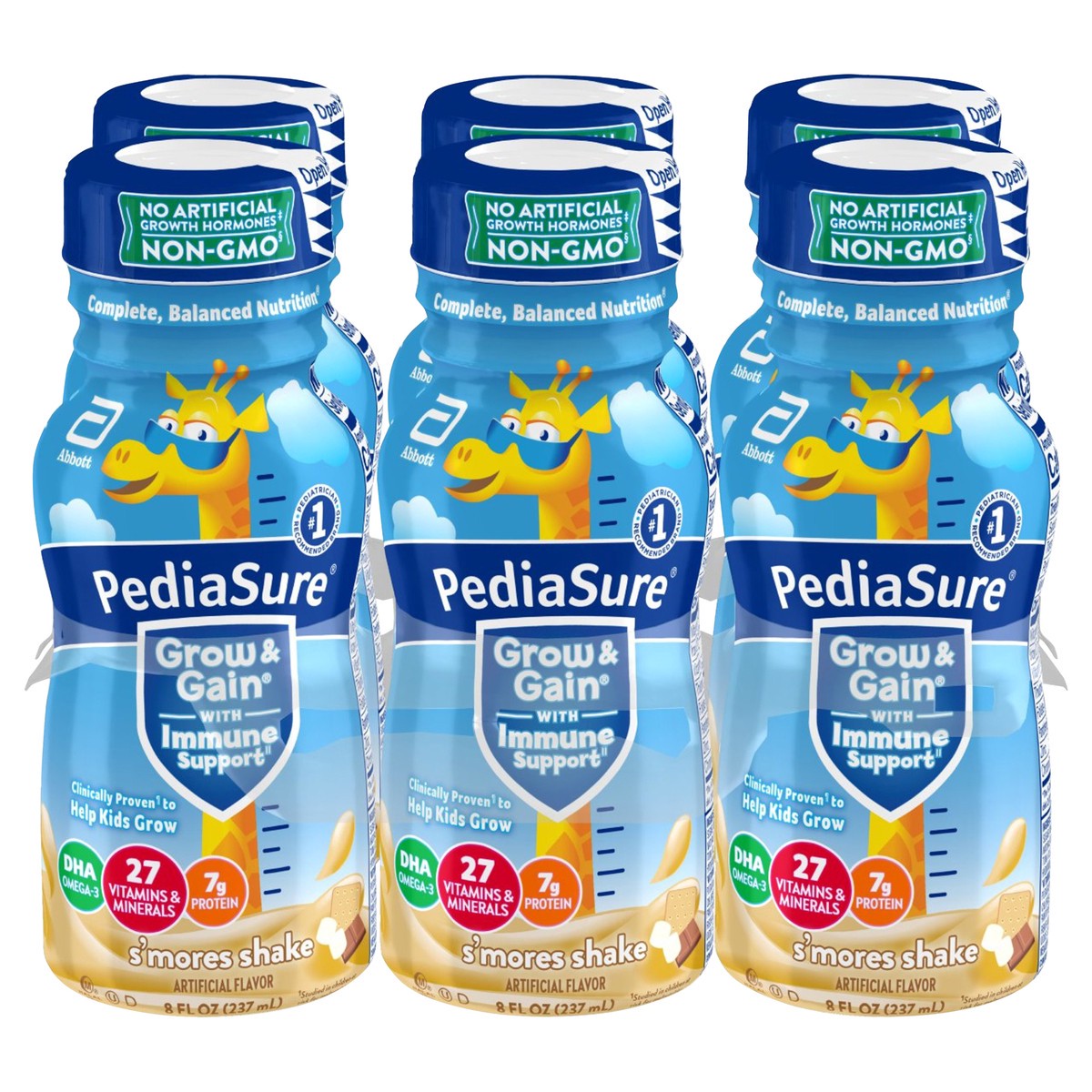 slide 2 of 9, PediaSure Grow & Gain S'mores Shake 6 - 8 fl oz Bottles, 6 ct; 8 fl oz