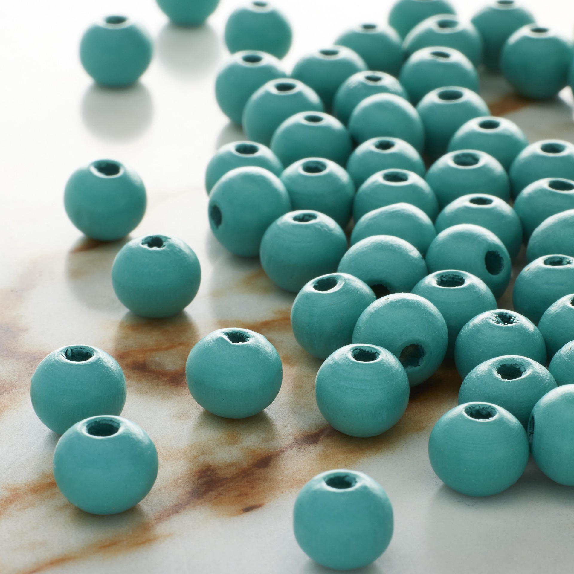 slide 3 of 3, Turquoise Wooden Round Beads, 8mm By Bead Landing, 8mm