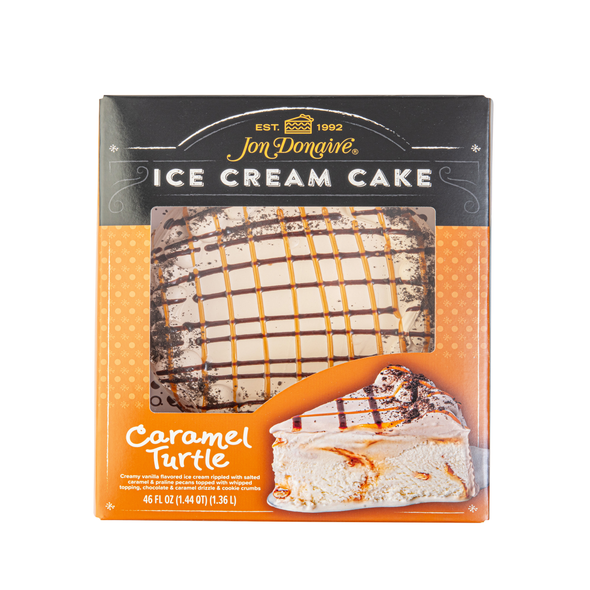 slide 1 of 2, 8" Caramel Turtle Ice Cream Cake, 46 oz