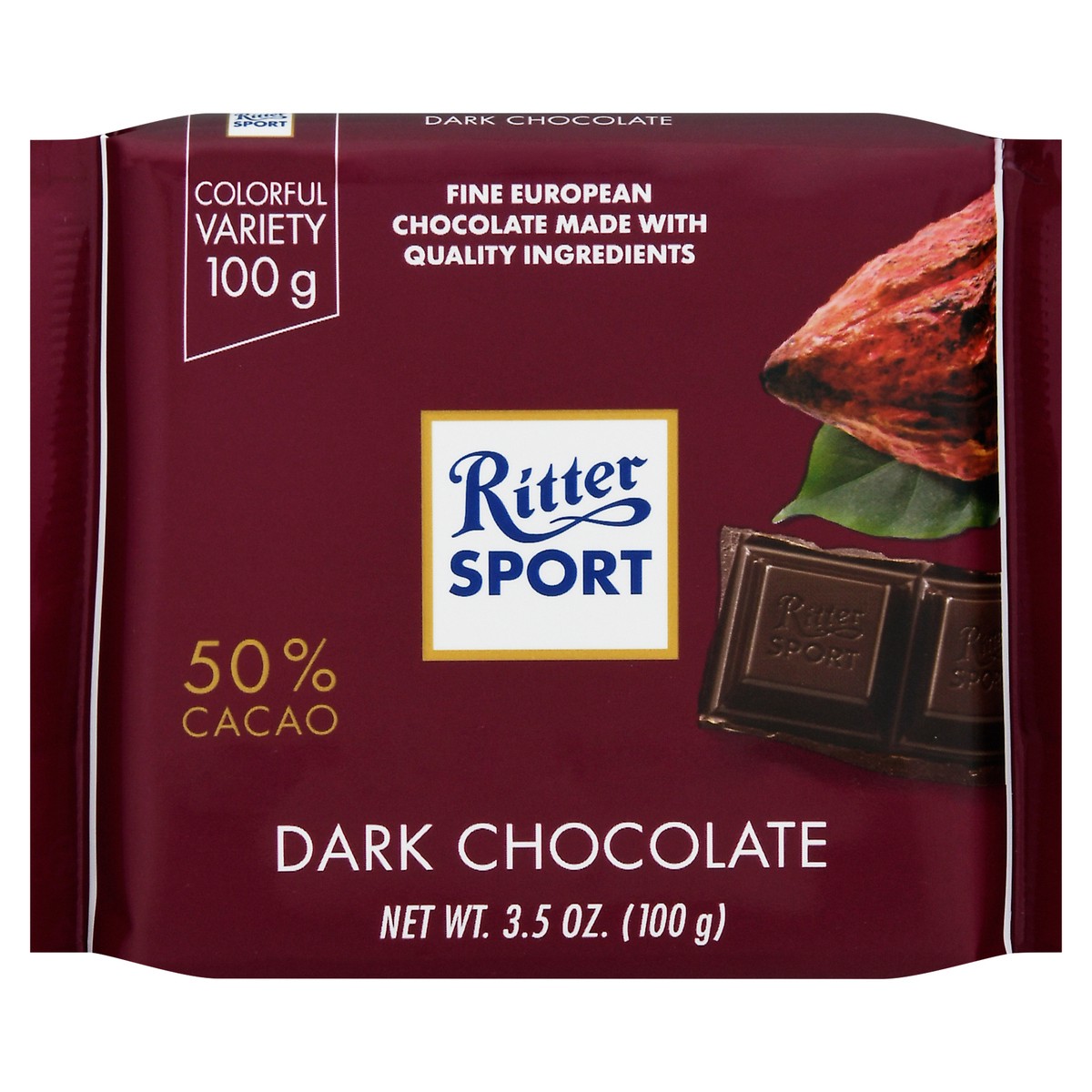 slide 1 of 12, Ritter Sport Ritter Extra Bitterswe Chocolate Bar, 3 oz