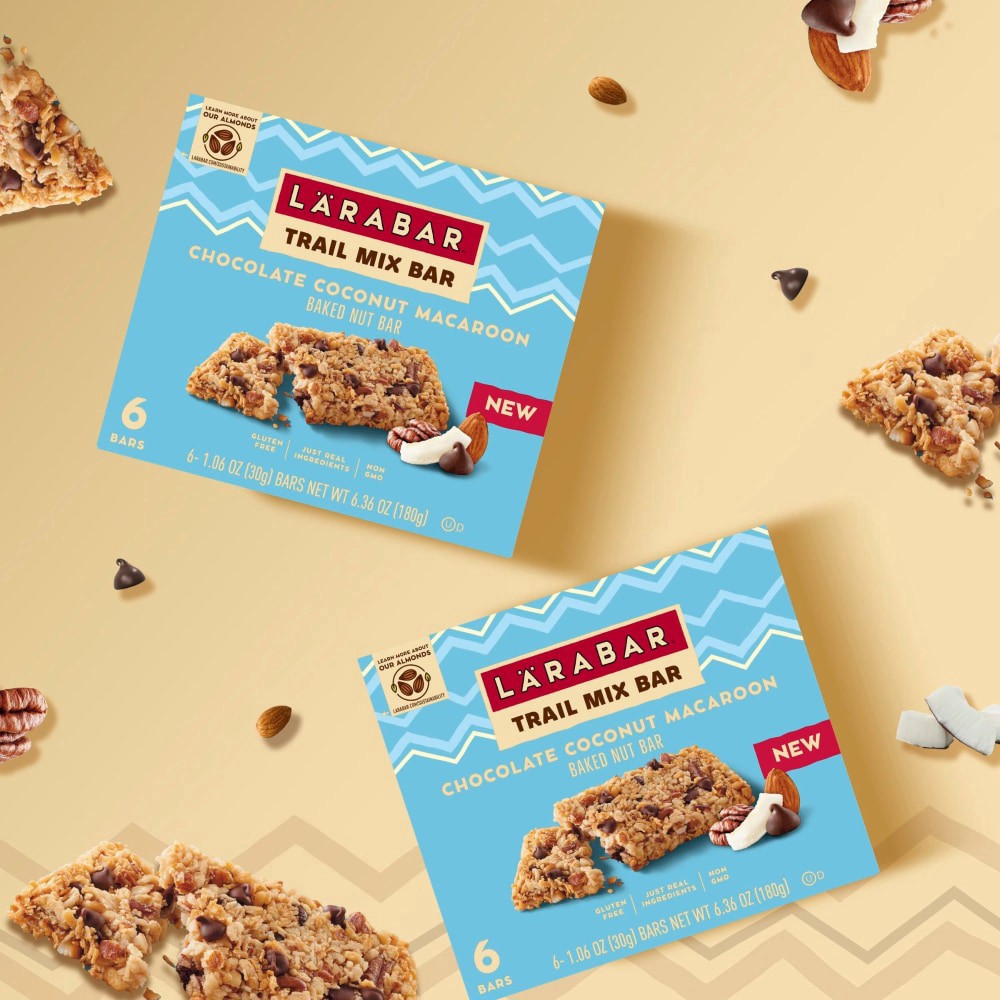 slide 6 of 6, LÄRABAR Trail Mix Bars, Chocolate Coconut Macaroon, Gluten Free Baked Nut Bar, 8 Count, 8.48 oz, 8 ct