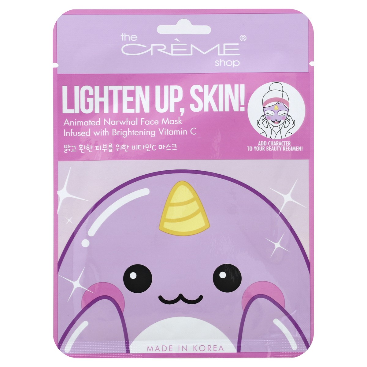 slide 2 of 3, The Crème Shop Lighten Up, Skin! Narwhal Face Mask, 0.88 oz