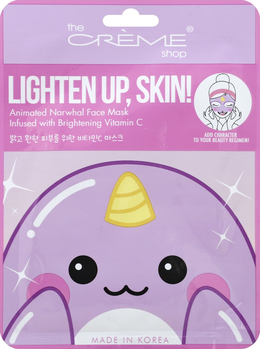 slide 1 of 3, The Crème Shop Lighten Up, Skin! Narwhal Face Mask, 0.88 oz