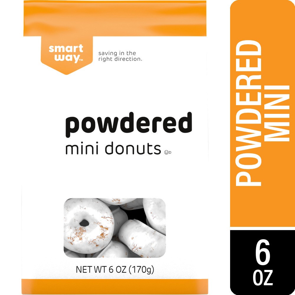 slide 1 of 3, Smart Way Powdered Sugar Mini Cake Donuts, 6 oz
