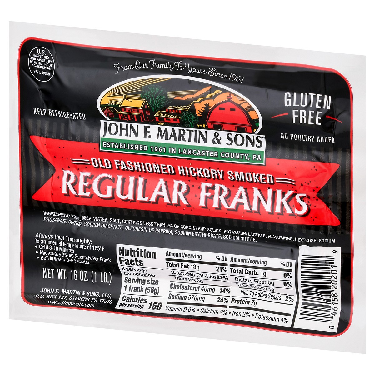 slide 11 of 12, John F. Martin & Sons Gluten Free Regular Old Fashioned Hickory Smoked Franks 16 oz, 16 oz