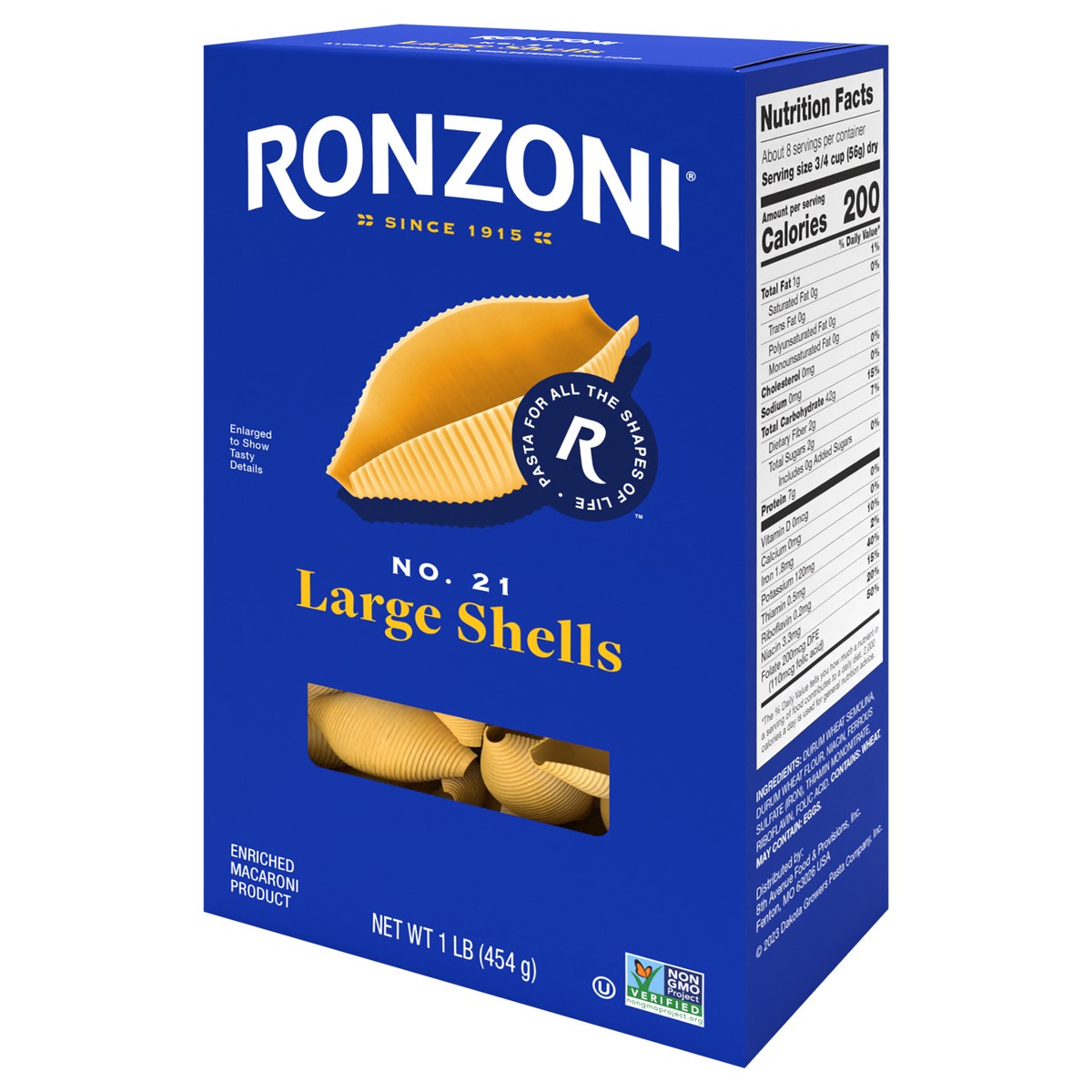 slide 3 of 9, Ronzoni Large Shells, 1 lb