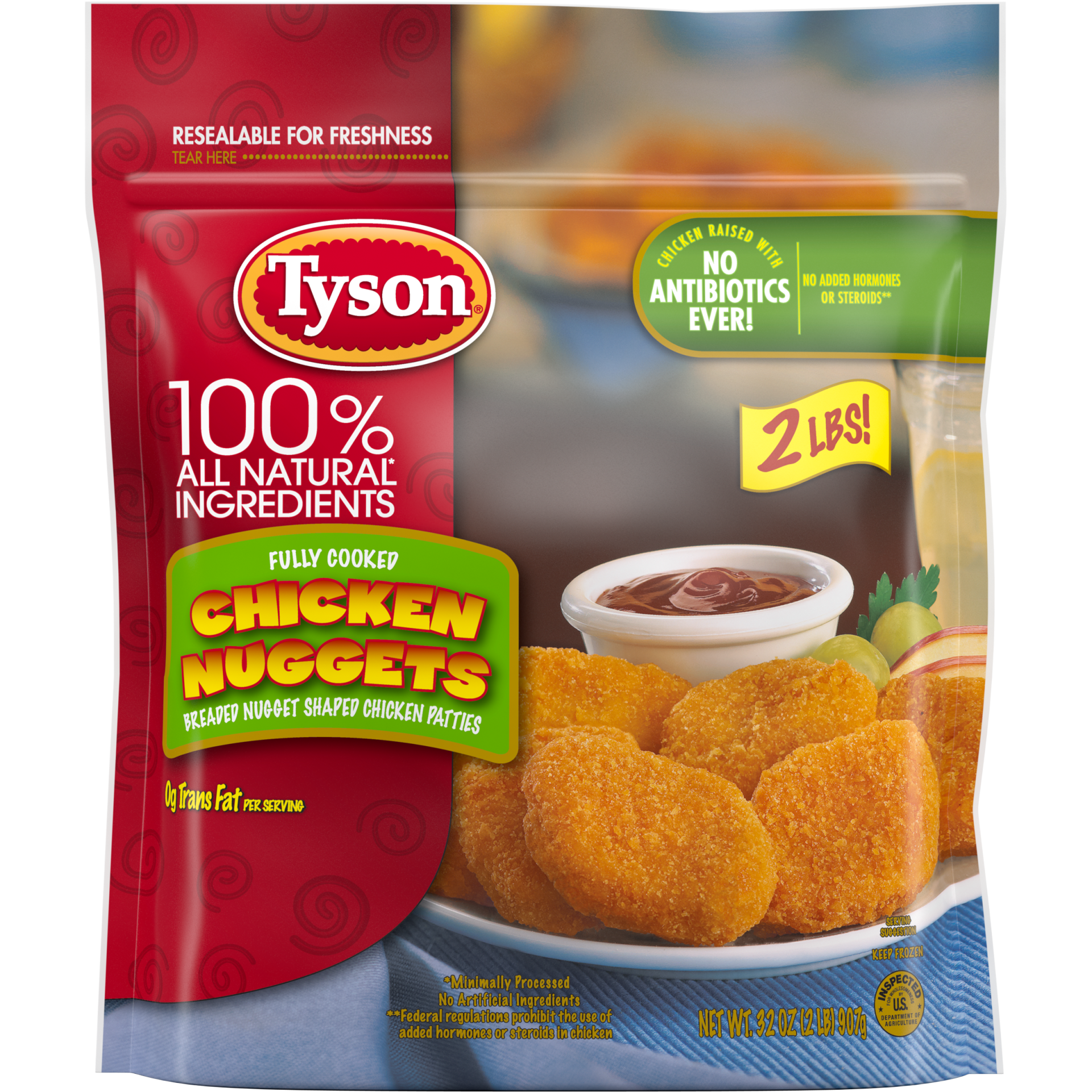 slide 1 of 2, Fully Cooked Frozen Chicken Nuggets, 32 oz