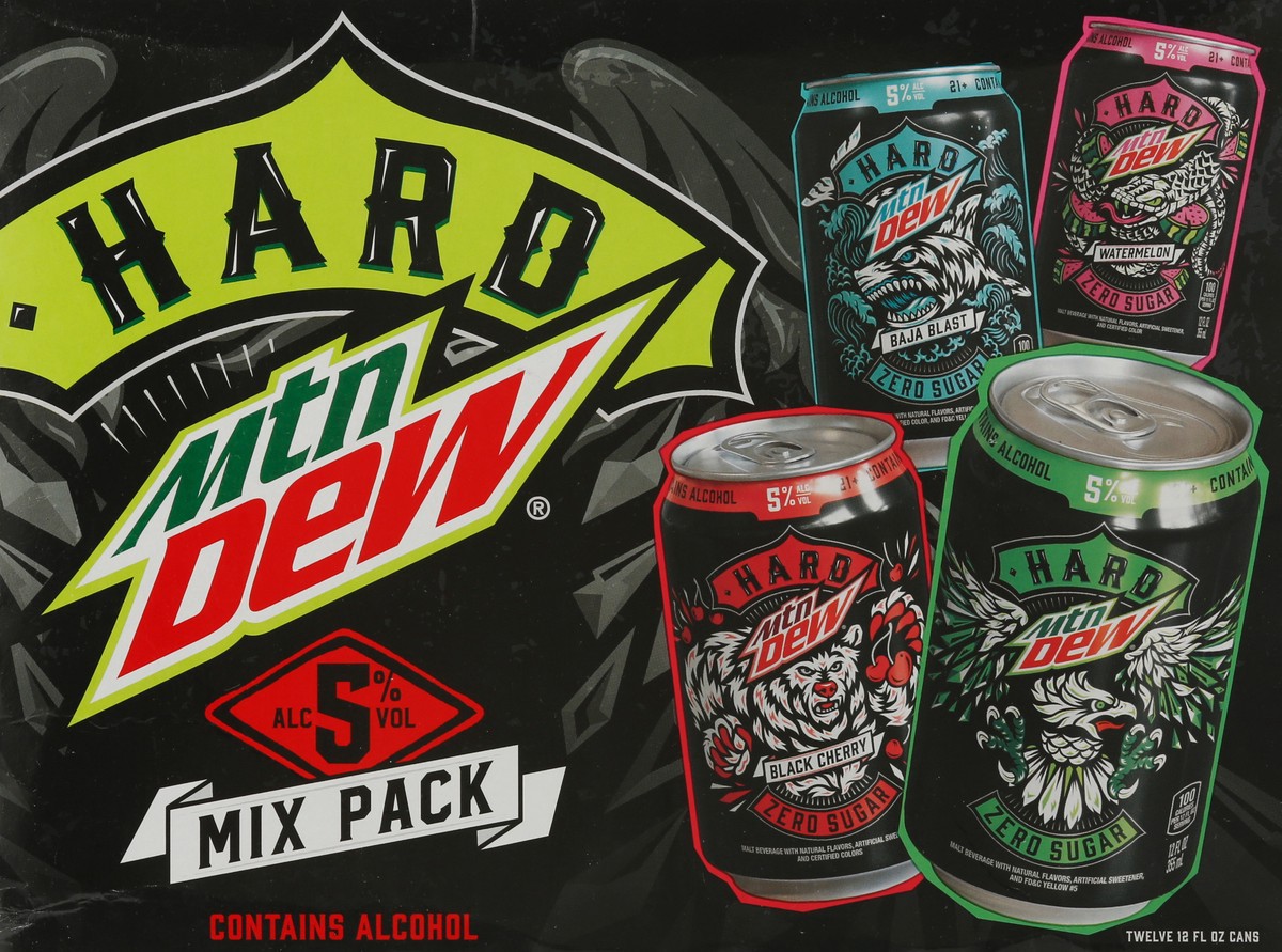 slide 4 of 9, Mountain Dew Hard Mountain Dew Classic Variety Pack, 5% ABV (12 fl. oz. Can, 12pk.), 12 fl oz