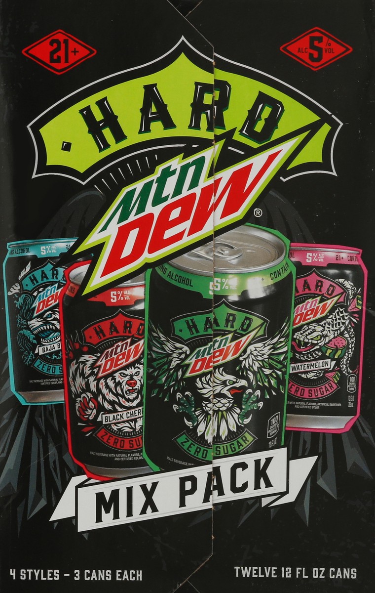 slide 7 of 9, Mountain Dew Hard Mountain Dew Classic Variety Pack, 5% ABV (12 fl. oz. Can, 12pk.), 12 fl oz