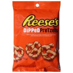 Reese's Peanut Butter Candy Drizzled In Milk Chocolate Dipped Pretzels Bag - 4.25 oz