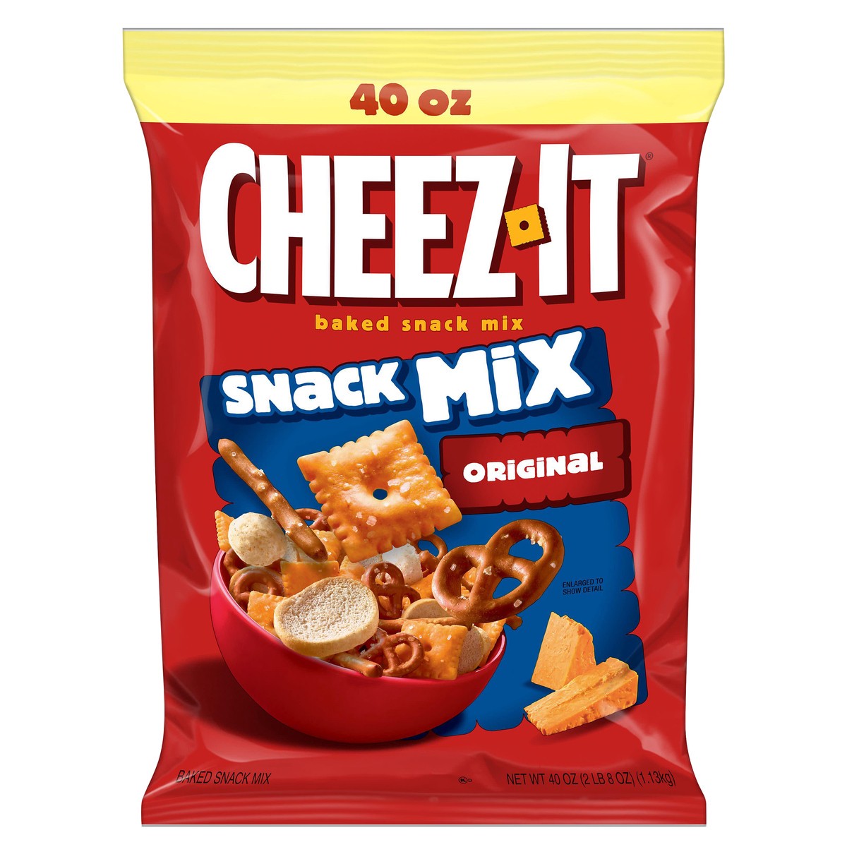 slide 1 of 8, Cheez-It Snack Mix, Lunch Snacks, Office and Kids Snacks, Classic, 40oz Bag, 1 Bag, 40 oz
