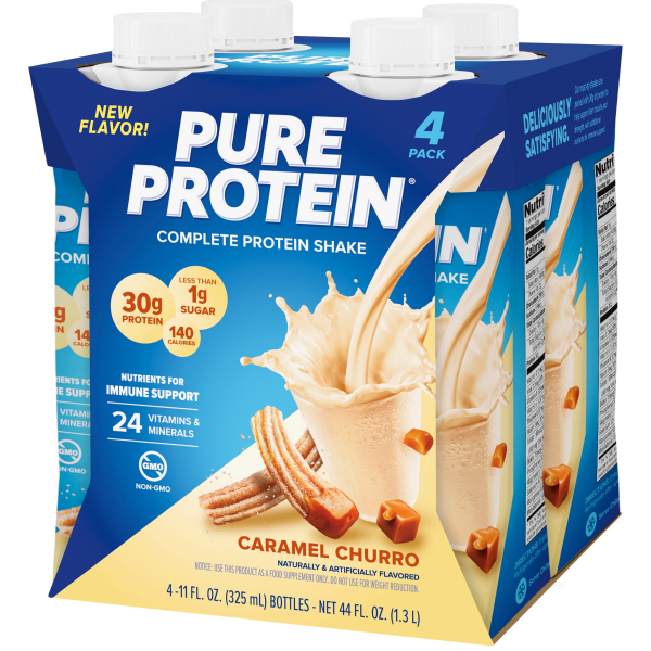 slide 3 of 29, Pure Protein Shakes Churro 4Pk, 44 fl oz