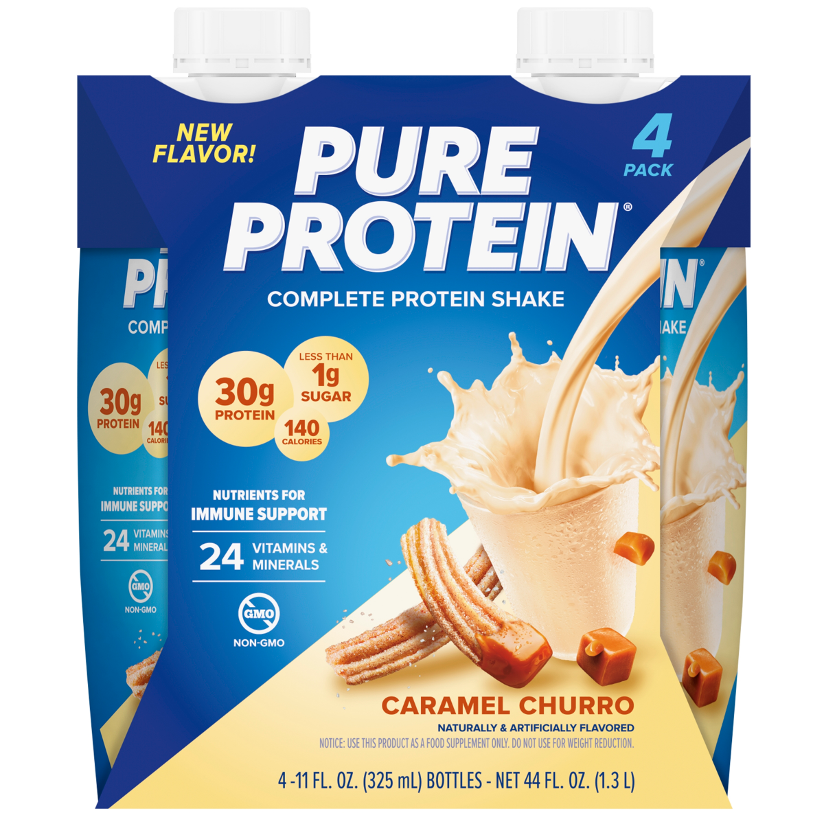 slide 1 of 29, Pure Protein Shakes Churro 4Pk, 44 fl oz