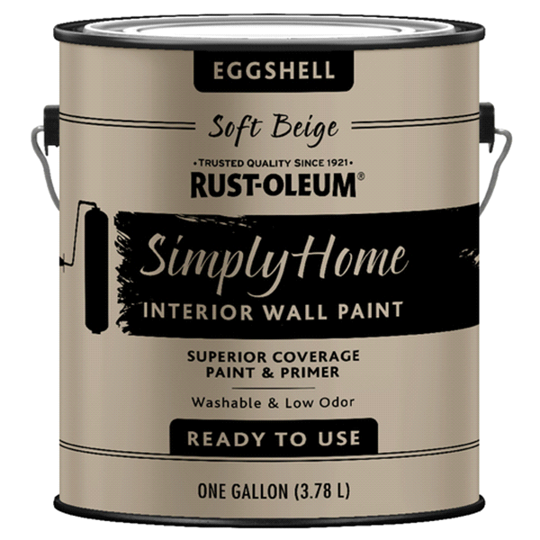 slide 1 of 1, Rust-Oleum Simply Home Interior Wall Paint - 332118, Gallon, Eggshell Soft Beige, 1 ct