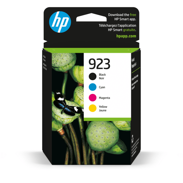 slide 1 of 9, Hp 923 Cmyk Original Ink Cartridges, Pack Of 4 Cartridges, 6C3Y6Ln, 4 ct