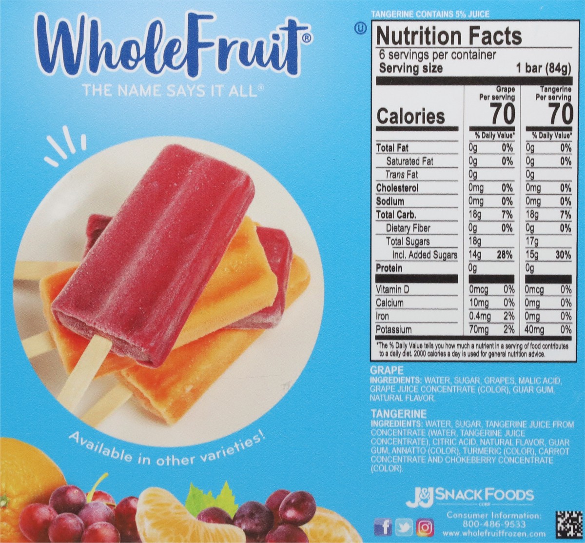 slide 10 of 13, Whole Fruit Grape & Tangerine Fruit Bars 6 - 2.75 fl oz Bars, 6 ct