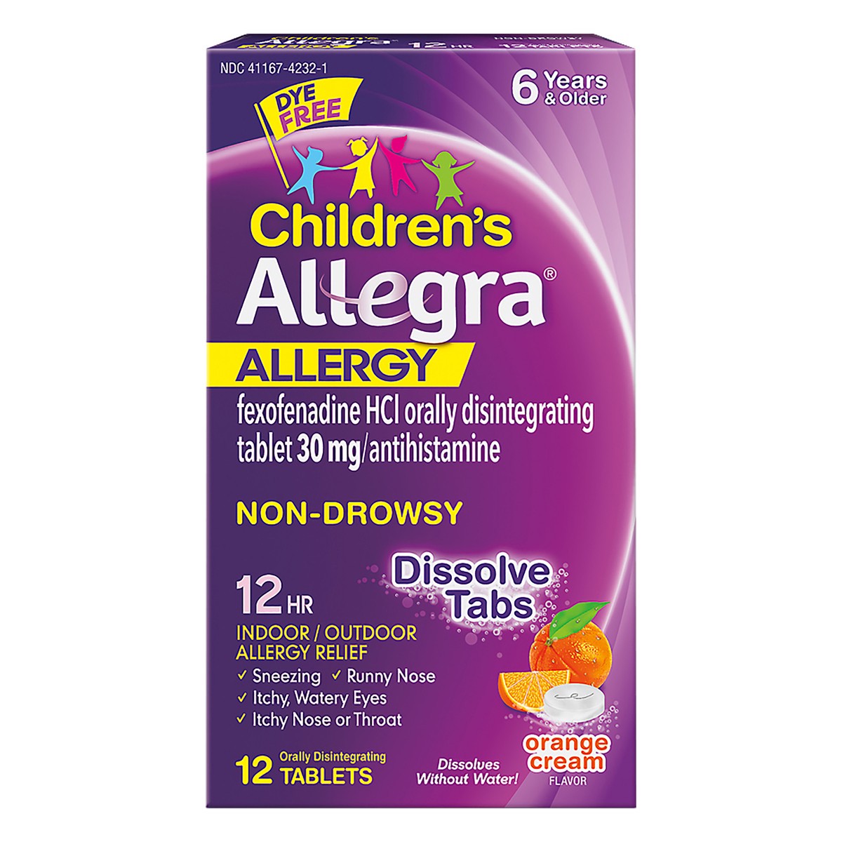 slide 2 of 12, Allegra Children's Allergy Relief, Indoor/Outdoor, Orange Cream Flavor, Tablets, 12 ct