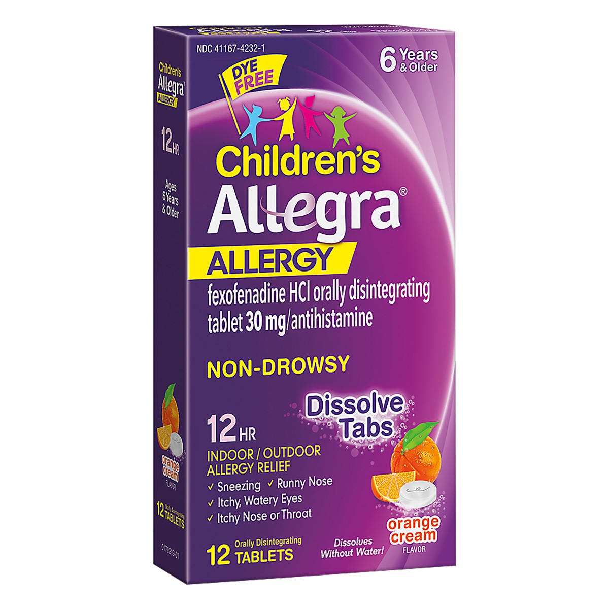 slide 10 of 12, Allegra Children's Allergy Relief, Indoor/Outdoor, Orange Cream Flavor, Tablets, 12 ct