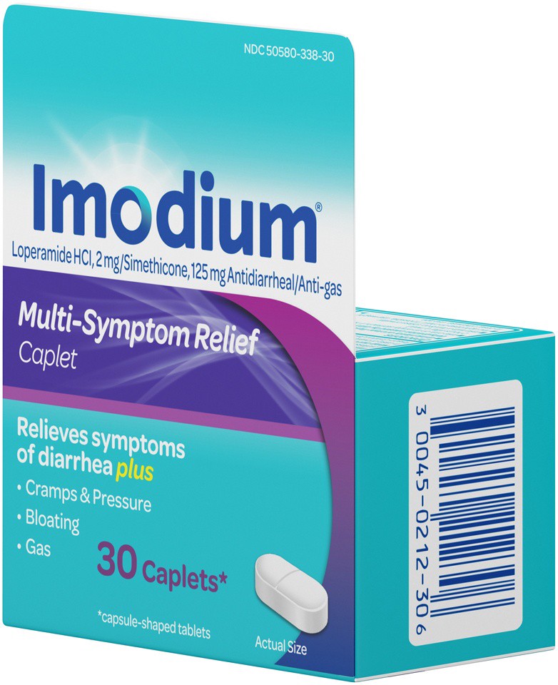 slide 3 of 6, Imodium Multi-Symptom Relief Caplets, 30 Count, 30 ct