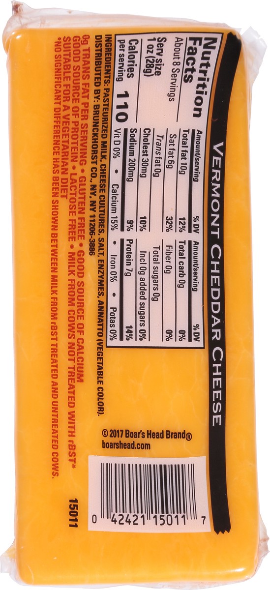 slide 9 of 9, Boar's Head Yellow Vermont Cheddar Cheese, 8 oz