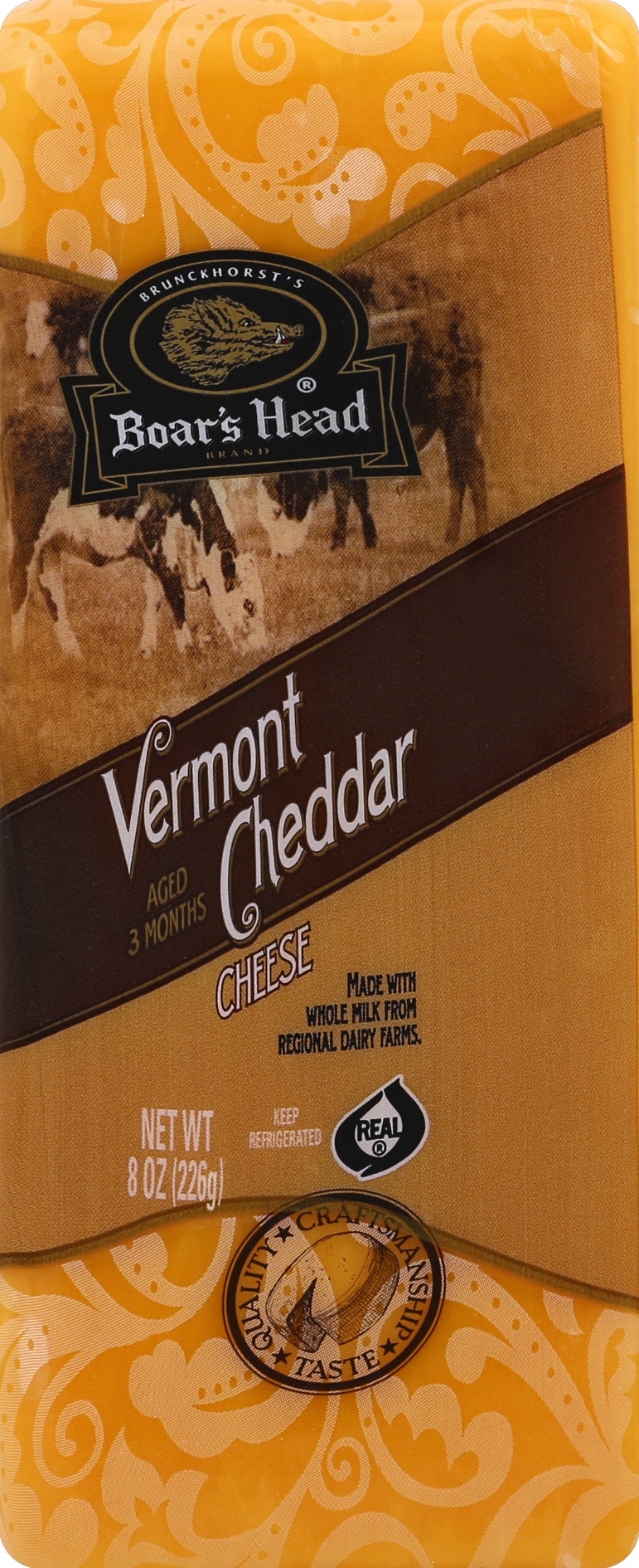 slide 1 of 1, Boar's Head Yellow Vermont Cheddar Cheese, 8 oz