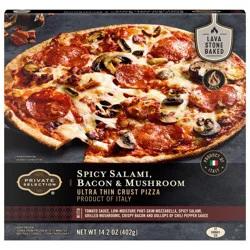 Private Selection Spicy Salami Bacon & Mushroom Ultra Thin Crust Pizza