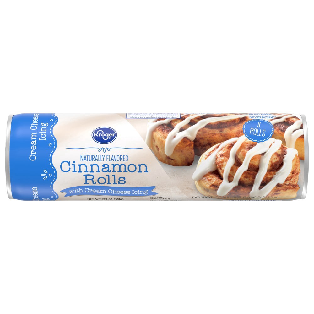 slide 1 of 1, Kroger Ready To Bake Cinnamon Rolls With Cream Cheese Icing, 12.4 oz
