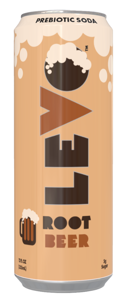 slide 1 of 1, Levo Probiotic Root Beer Soda Can, 12 fl oz