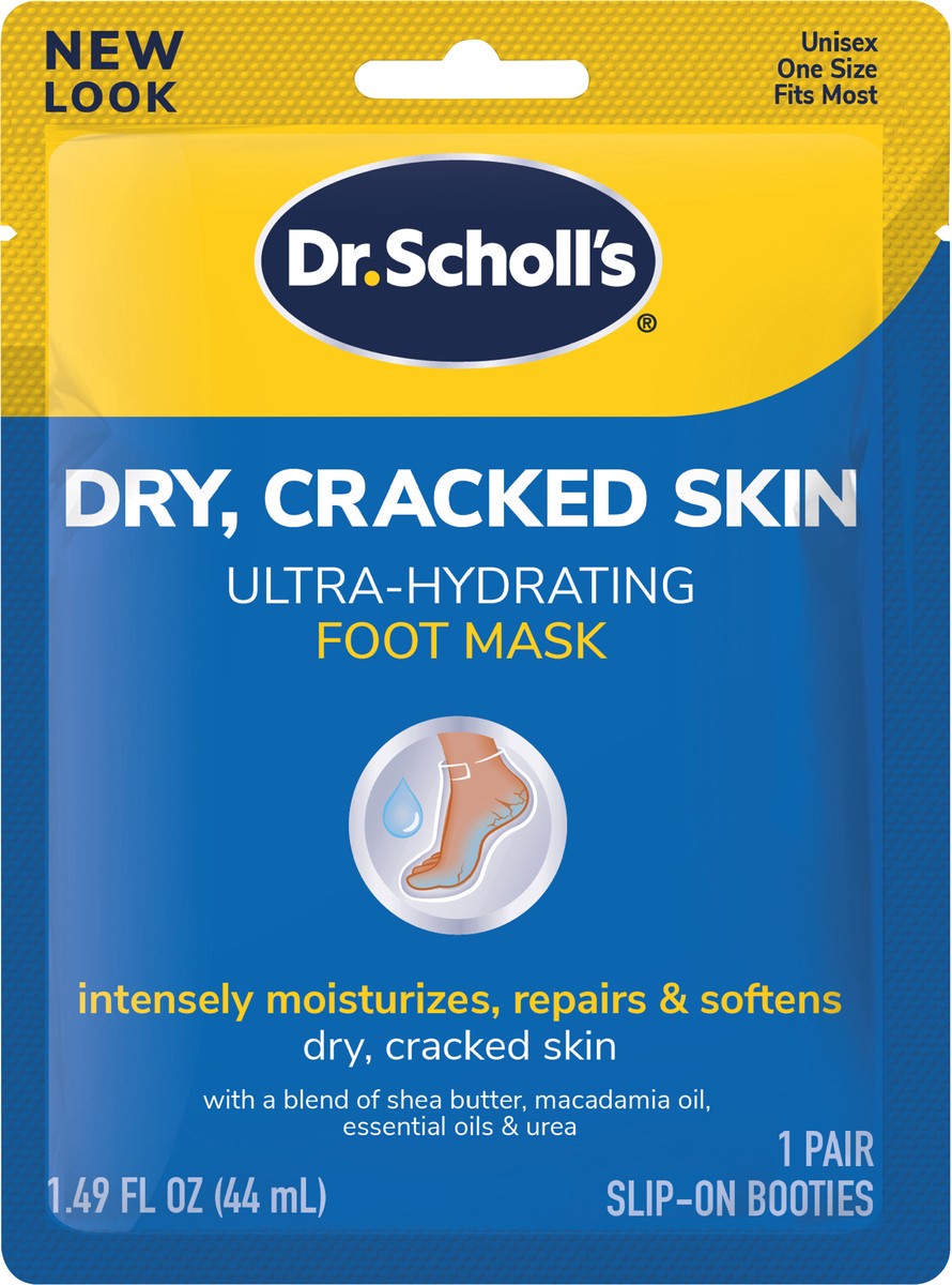 slide 2 of 3, Dr. Scholl's Dry, Cracked Skin Ultra-Hydrating Foot Mask, Intensely Moisturizes Repairs and Softens Rough Dry Skin with Urea, 1 Pair, 1 ct
