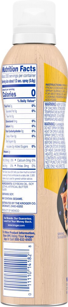 slide 4 of 4, Kroger Non Stick Butter Flavored Cooking Spray, 6 oz