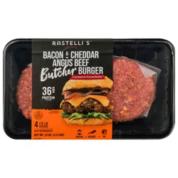 Rastelli's Butcher Angus Beef Bacon & Cheddar Burger 4 - 0.33 lb Burgers